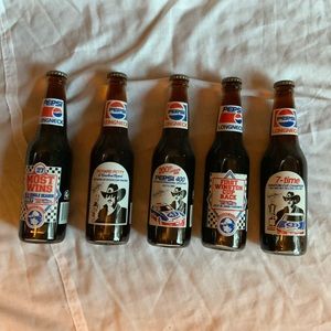 Vintage 80s Richard Petty Pepsi racing bottles. 6 Unopened bottles